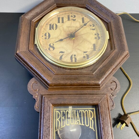 Vintage Spartus Regulator Pendulum Wall Clock Electric Working Mid Century,U.S.A - Picture 5 of 10